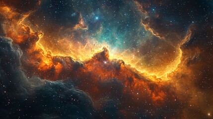 Fototapeta premium Hypergiant with a vast glowing circumstellar nebula its powerful stellar winds sculpting cosmic clouds into intricate patterns breathtaking deep space visualization