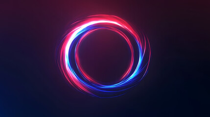 An abstract logo of red and blue light waves colliding in the center with futuristic elements and background
