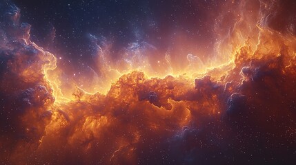 Obraz premium Hypergiant with a vast glowing circumstellar nebula its powerful stellar winds sculpting cosmic clouds into intricate patterns breathtaking deep space visualization