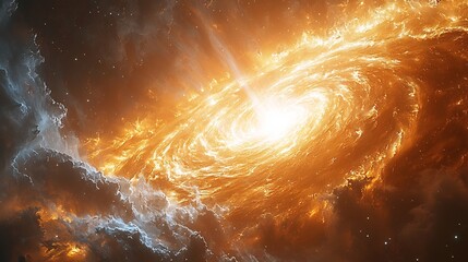 Hypernova event producing a powerful gamma ray burst its twin beams of high energy radiation stretching across the cosmos