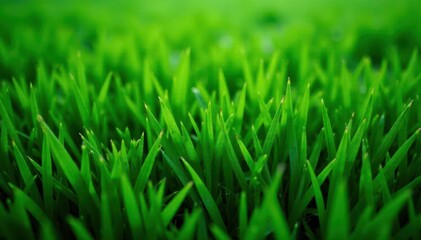 Fototapeta premium Deep green, short-cut grass blades, even texture, field, sport, summer