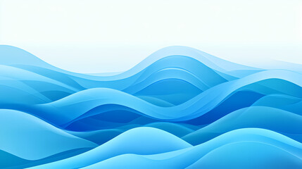 Fototapeta premium Stylized abstract art with flowing blue wave patterns on a soft blue background, modern flat design. Tranquility - Ocean. Illustration