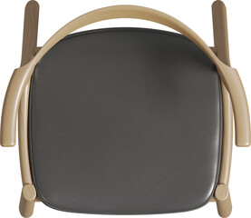 Top view of wooden and leather modern dining chair