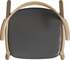 Top view of wooden and leather modern dining chair