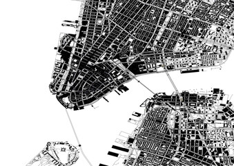 Obraz premium vector map of buildings and highway in new york with white theming