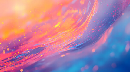Vibrant abstract background with colorful bokeh lights in blue, pink, and orange hues, creating a dynamic and festive atmosphere. Radiance - Sunset. Illustration