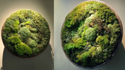 Circular Green Moss Wall Art: Two Sizes, Lush Greenery, Nature-Inspired Decor