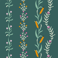 Botanical Natural Vector Seamless Vertical Borders Set