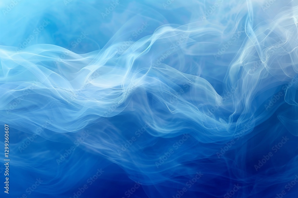 Poster a soft blue gradient background with white sheer fabric draped in gentle waves, creating a dreamy at