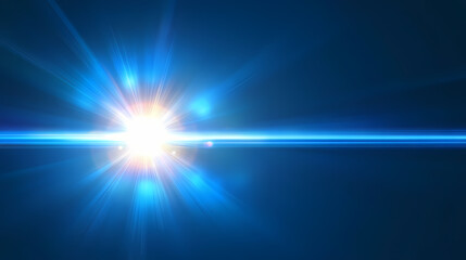 Obraz premium Blue light flare - flash light streak ray. Radiance - Sunset. Illustration