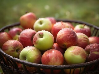 A basket of freshly picked red apples