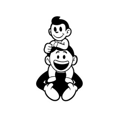 cartoon illustration of a man and his child