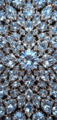 Naklejka premium Cluster of sparkling cubic zirconia stones arranged in intricate geometric shapes, shimmering with brilliance and elegance