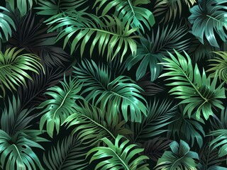 Lush Tropical Paradise: A Vibrant Tapestry of Emerald Green Foliage