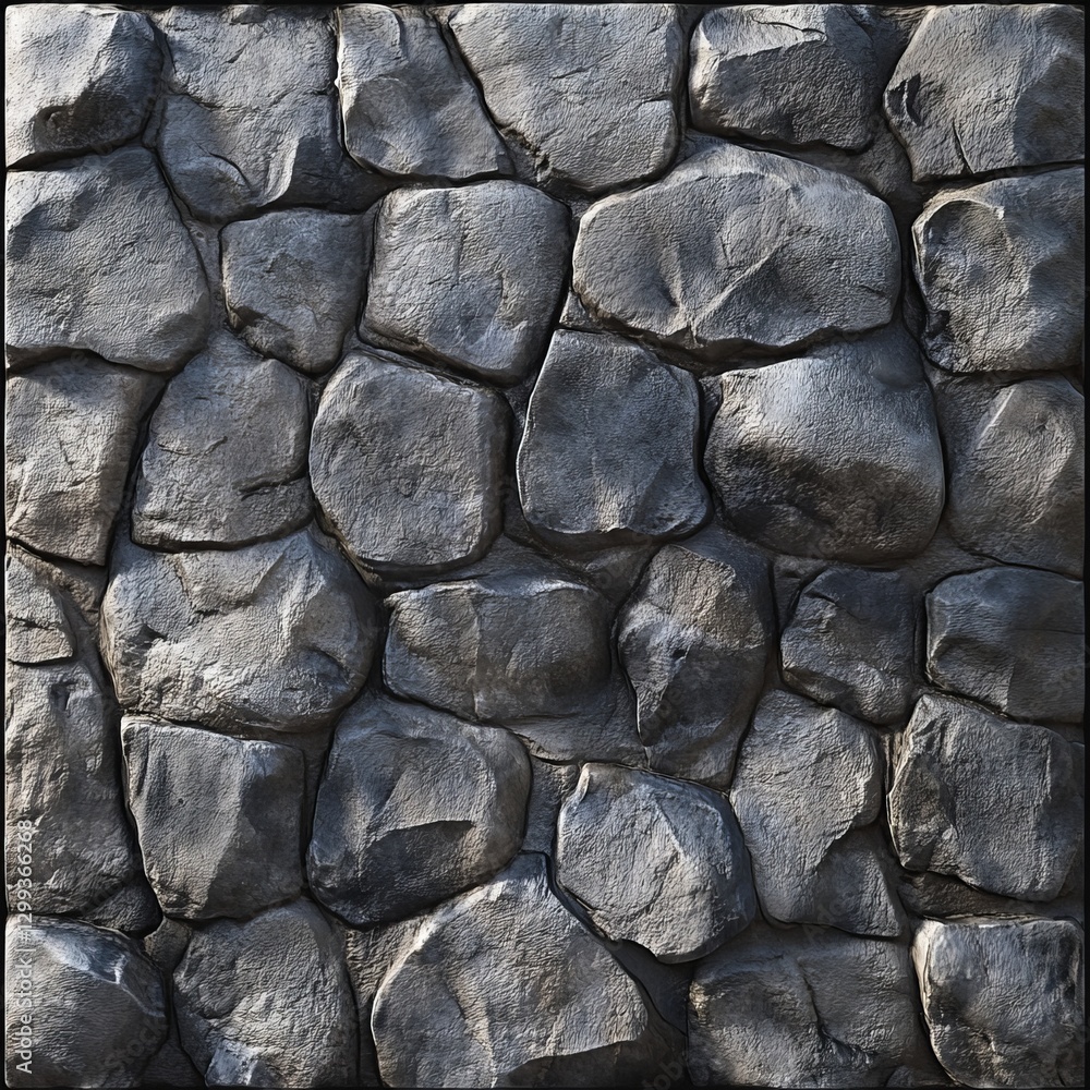 Poster Dark Gray Cobblestone Stone Wall Texture Seamless Pattern Background Design High Resolution Image for Digital Printing and Web Design Projects Ideal  