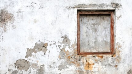 Rustic wooden frame on weathered wall