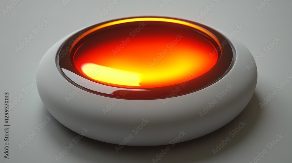 Poster a sizable red button on a plain white background, hinting at a prompt or action