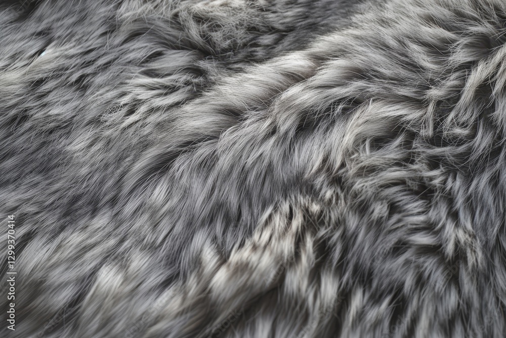 Poster a close-up image showcasing the texture of grey fur with smooth, even strands, smooth fur with a uni
