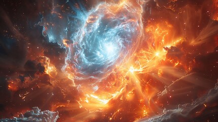 Neutron star with an ultra powerful magnetic field twisting cosmic plasma into spiraling arcs breathtaking cosmic wonder