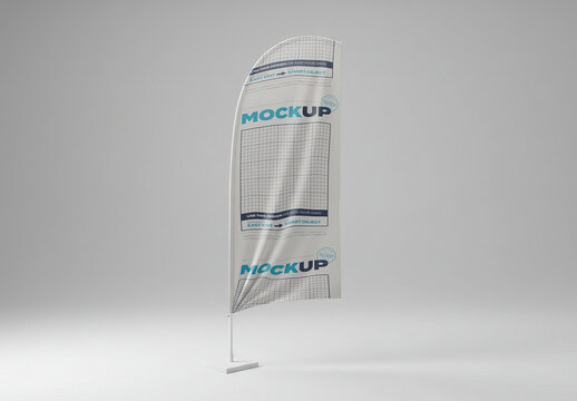 Tear Drop Advertising Flag Banner Stand Mockup