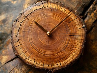Naklejka premium Wooden Clock: Time Log