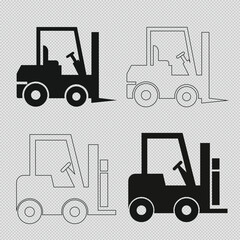 silhouette and line vector set of a forklift digital design illustration