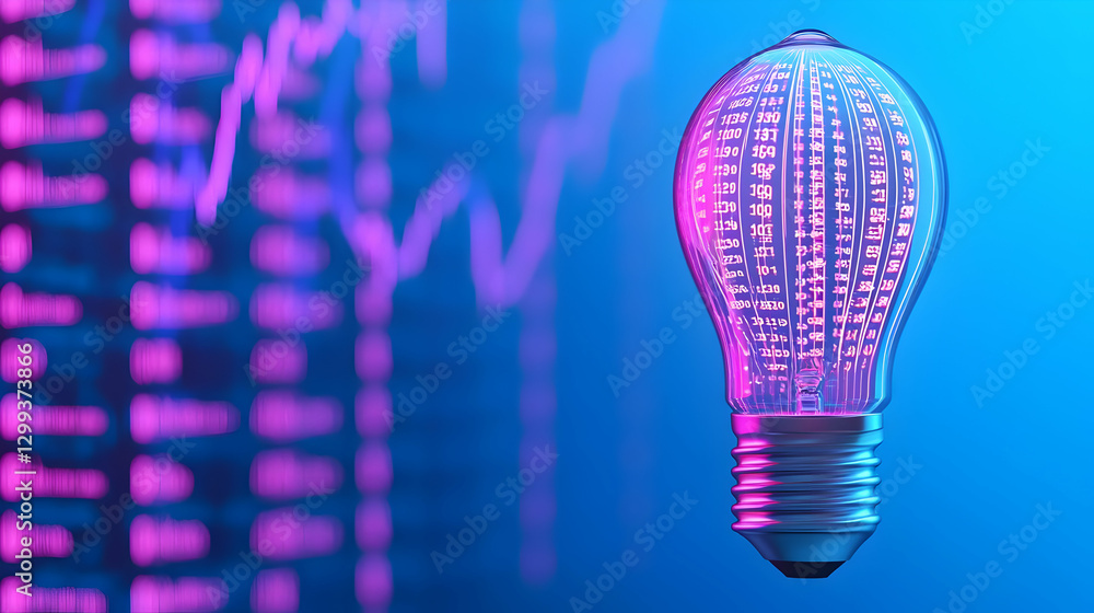 Poster creative light bulb with digital graph background for innovation concepts