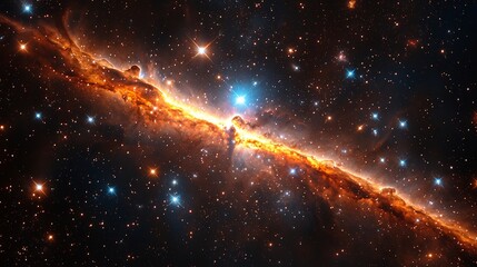Fototapeta premium Nova event near the galactic center where gravitational forces distort the expanding stellar debris