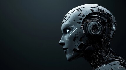 Fototapeta premium A 3D rendering of a biometric facial scanner with an interface that glows blue