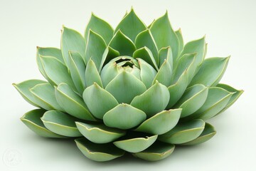 Fototapeta premium A straightforward photograph of a fresh artichoke, upright on a pure white background