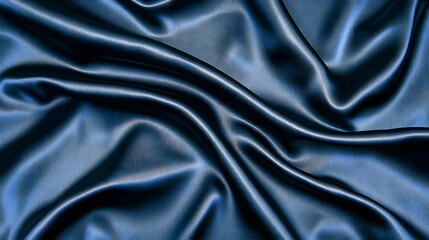 Fototapeta premium Elegant Draped Dark Blue Silk Satin Fabric Texture