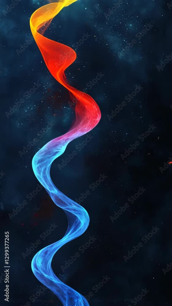 Poster colorful flowing ribbons of light create a mesmerizing abstract composition in dark space