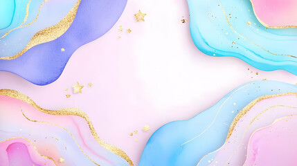Colorful Abstract Waves with Glitter and Star Accents on Pink Background
