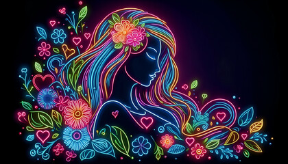 Fototapeta premium Illustration Neon Woman 