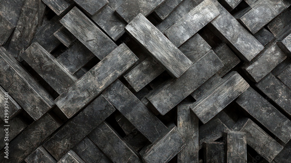 Poster geometric charcoal pieces arranged in a herringbone pattern for use as background