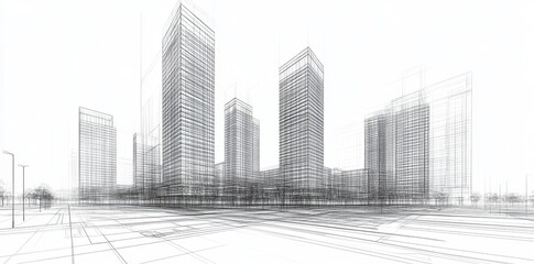 Fototapeta premium In a 3D illustration, an abstract modern cityscape is depicted, highlighting the creativity and imagination in its architecture, construction, and design