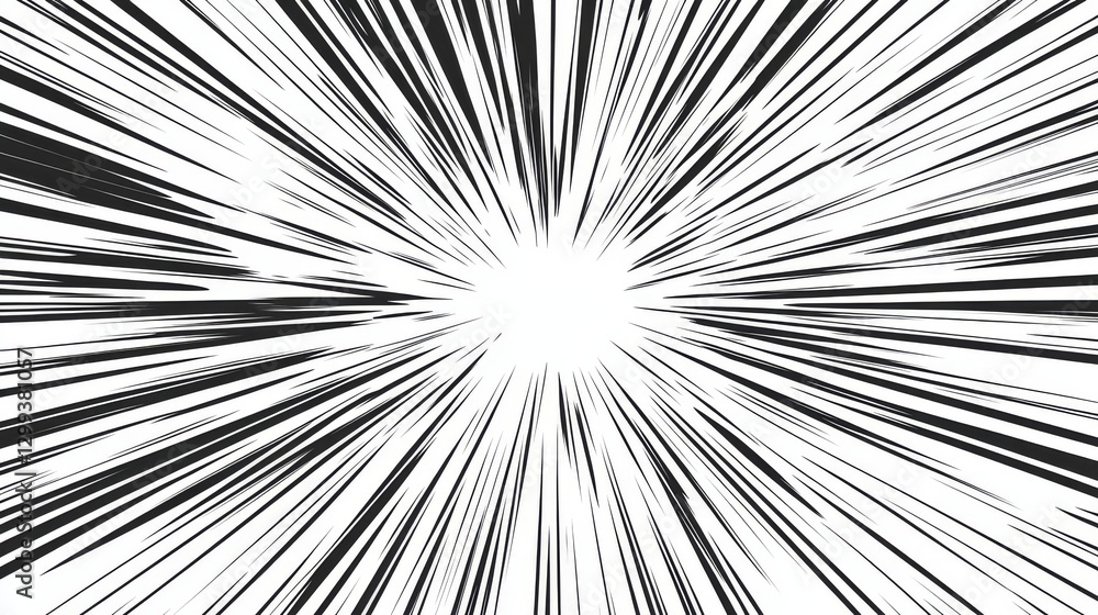 Poster visualization of abstract comic action using swift lines, motion elements, and isolated bursts and e