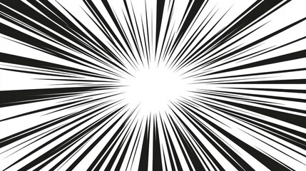 Fototapeta premium Energetic manga motion effects with comic-style speed lines, action graphics, and explosive bursts set on a pristine white backdrop. Abstract illustration