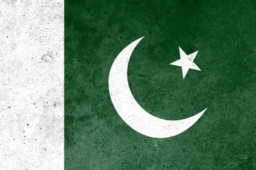 Flag of Pakistan painted on the concrete wall