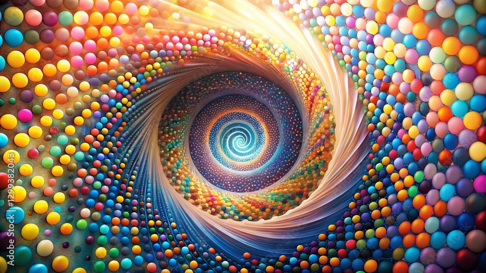 Poster abstract 360° rotating dots double exposure background