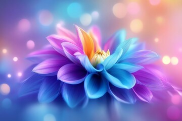 Fototapeta premium A magnificent tropical flower, featuring bright shades and elaborate petals, artfully blurred in the background, making it ideal for botanical prints and nature-themed designs