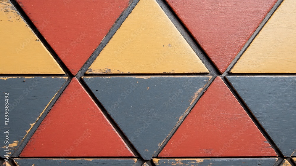 Aufkleber geometric triangles creating a pattern with aged color and strong design