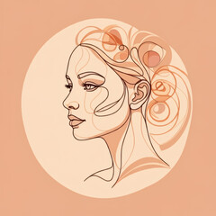 Minimalist line art of elegant woman with floral hair design modern abstract female empowerment artistic concept