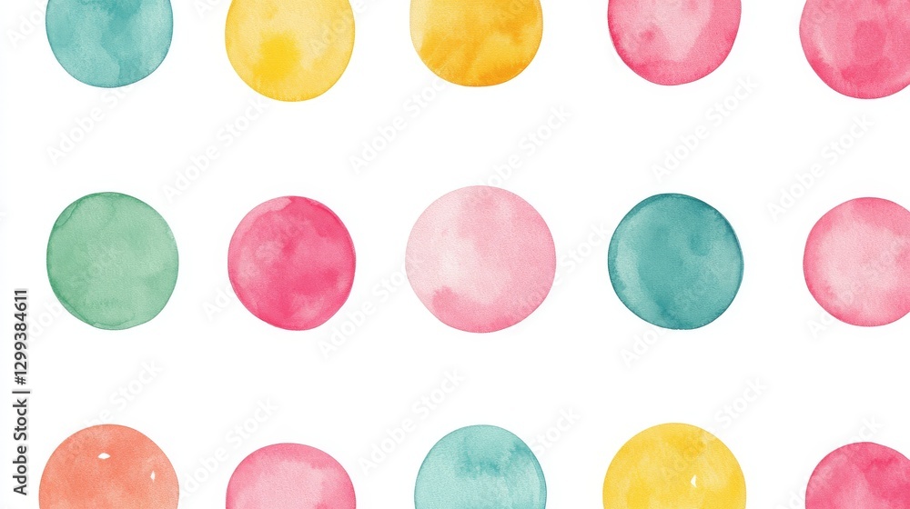 Poster vibrant abstract dots in a range of sizes and colors create a modern design on a white background, s
