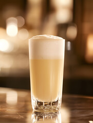 Classic Ramos Gin Fizz in tall glass with frothy top