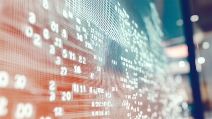 A dynamic digital representation of stock market trends with graphs and numbers. The image focuses on the technology used to analyze and predict financial markets.