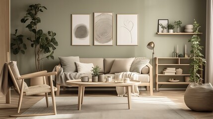 minimalist living room neutral tones plant pot high resolution hd photo
