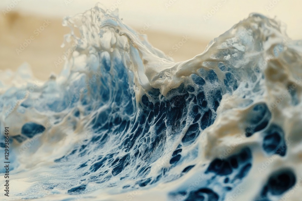 Poster close-up of a breaking ocean wave, showing intricate foam and texture.