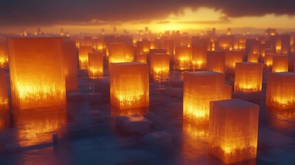 A close-up of a high-tech motherboard, with dynamic blue and orange energy pulses glowing vibrantly