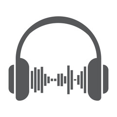 Headphone with sound wave icon isolated on white background. Set icons colorful